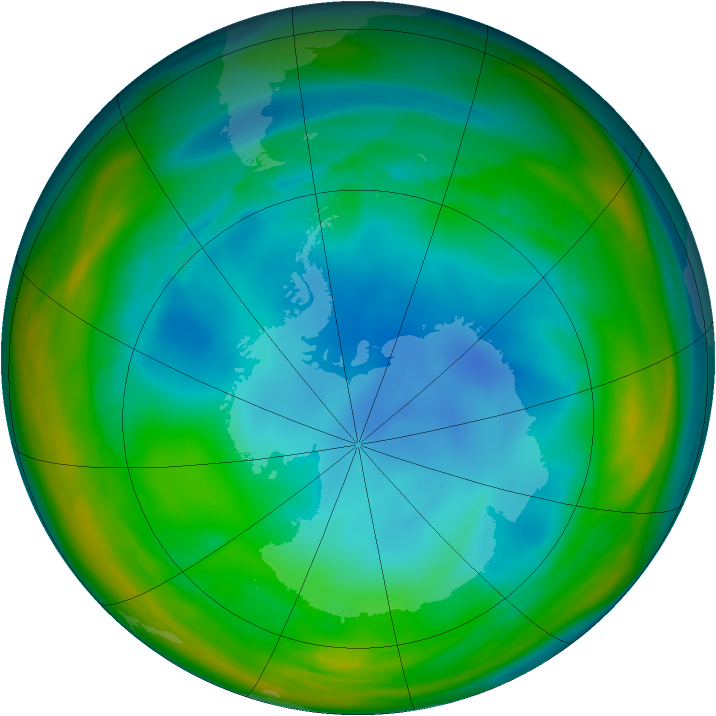 Antarctic ozone map for 24 July 2005